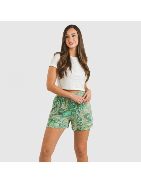Pantalón corto viscosa bambula Patme verde pantalones-comodos-mujer