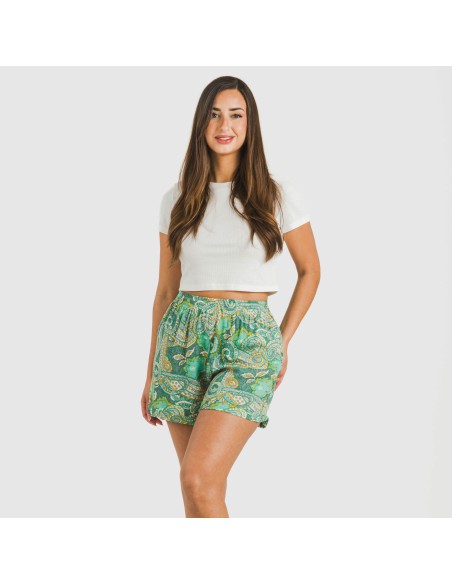 Pantalón corto viscosa bambula Patme verde pantalones-comodos-mujer