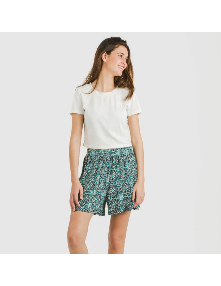 Pantalón corto viscosa bambula Malura agua marina pantalones-comodos-mujer