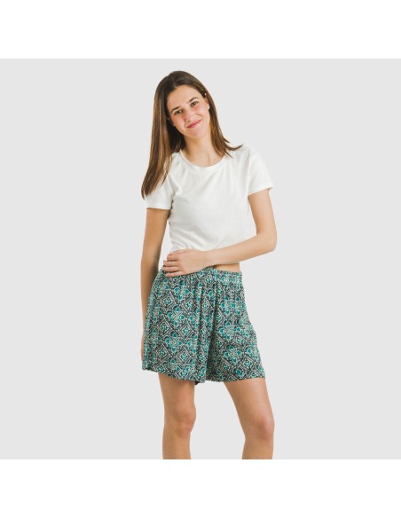 Pantalón corto viscosa bambula Malura agua marina pantalones-comodos-mujer