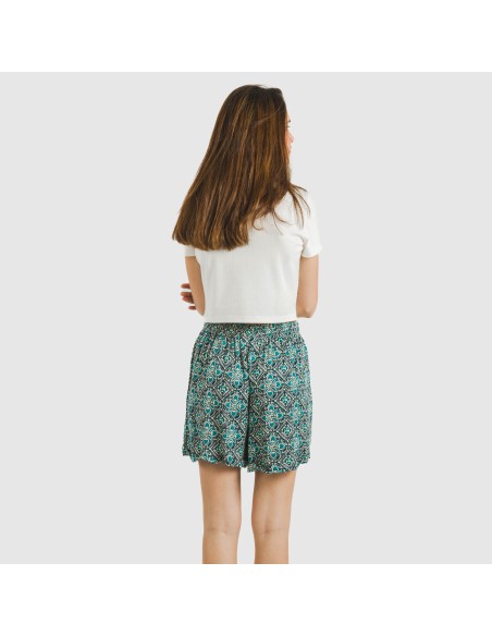 Pantalón corto viscosa bambula Malura agua marina pantalones-comodos-mujer
