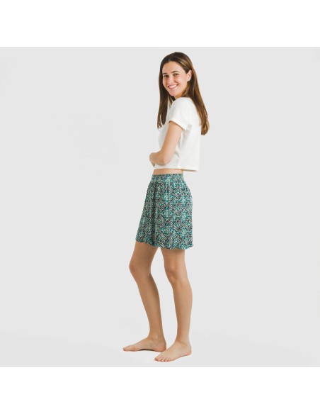 Pantalón corto viscosa bambula Malura agua marina pantalones-comodos-mujer