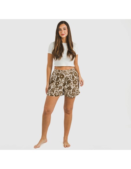 Pantalón corto viscosa bambula Alexis marrón pantalones-comodos-mujer