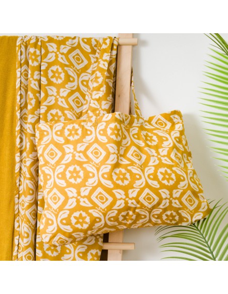 Pack Toalla Pareo + Bolso Eugenia ocre playa