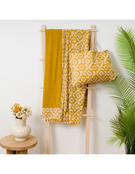 Pack Toalla Pareo + Bolso Eugenia ocre playa