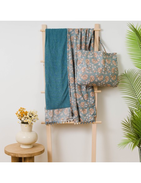 Pack Toalla Pareo + Bolso Venus agua marina playa