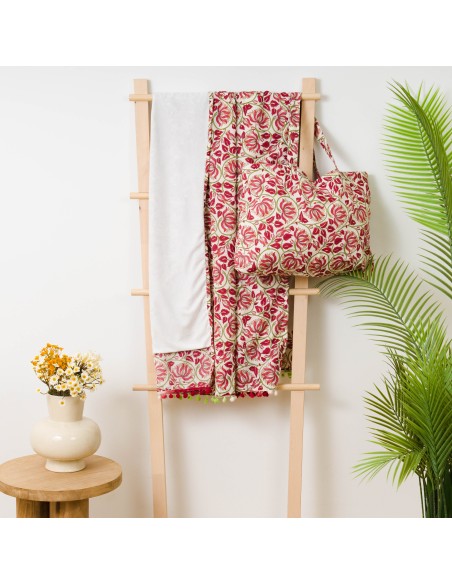 Pack Toalla Pareo + Bolso Venus marsala playa