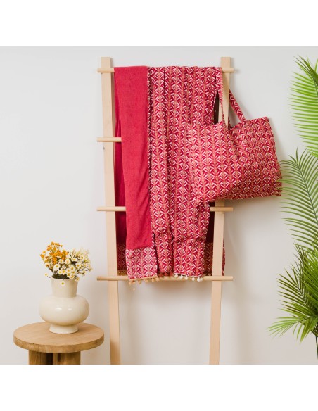 Pack Toalla Pareo + Bolso Eloina marsala playa