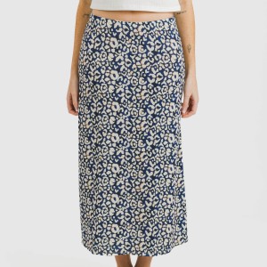 Falda midi soft Milina azul...