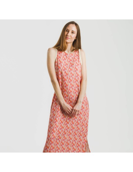 Vestido largo tirantes satén Aries naranja - rosa vestidos-y-blusones-mujer