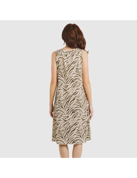Vestido midi tirantes soft Print verde cacería vestidos-y-blusones-mujer