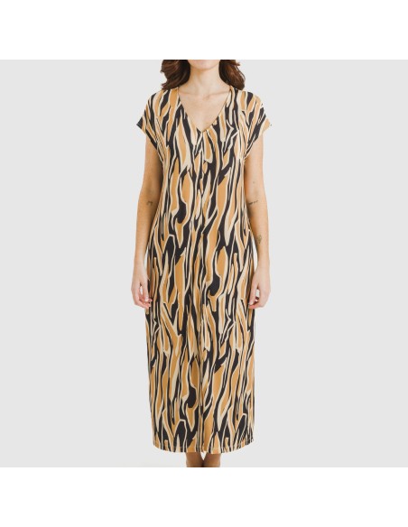 Vestido largo manga fluida soft Zaia negro vestidos-y-blusones-mujer