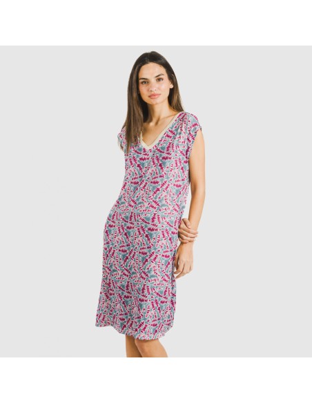 Vestido corto manga fluida soft Indiana berenjena vestidos-y-blusones-mujer