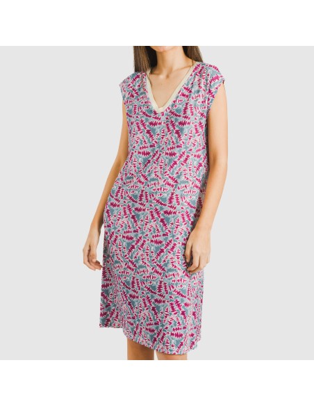 Vestido corto manga fluida soft Indiana berenjena vestidos-y-blusones-mujer