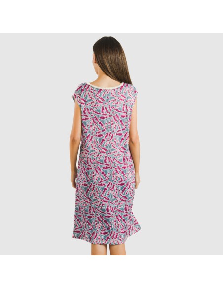 Vestido corto manga fluida soft Indiana berenjena vestidos-y-blusones-mujer