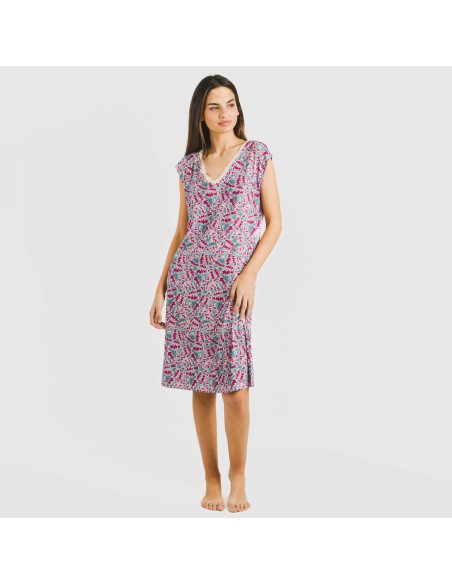 Vestido corto manga fluida soft Indiana berenjena vestidos-y-blusones-mujer