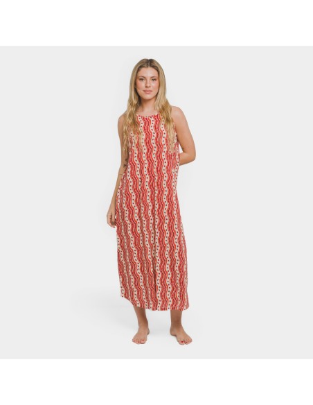 Vestido largo tirantes crepe Begonia burdeos vestidos-y-blusones-mujer