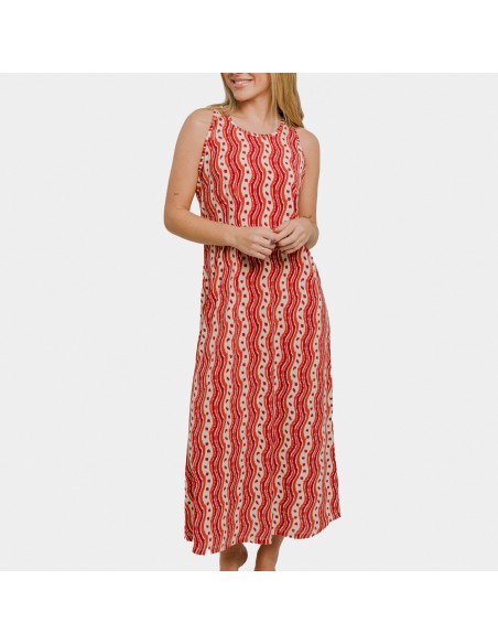 Vestido largo tirantes crepe Begonia burdeos vestidos-y-blusones-mujer