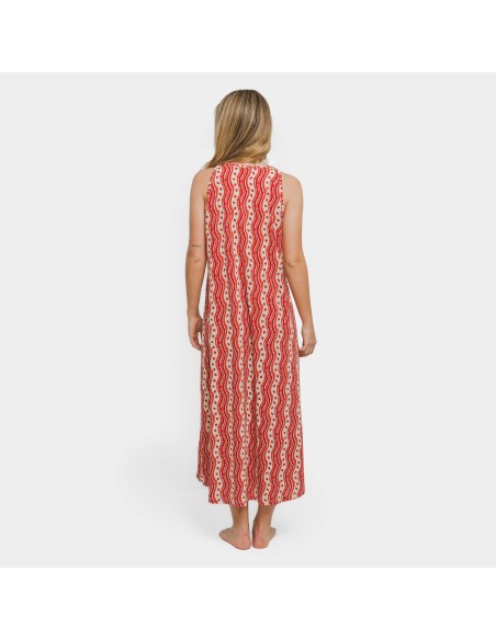 Vestido largo tirantes crepe Begonia burdeos vestidos-y-blusones-mujer