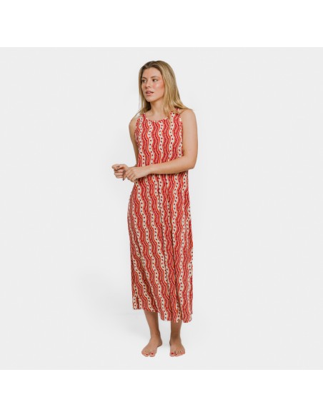 Vestido largo tirantes crepe Begonia burdeos vestidos-y-blusones-mujer