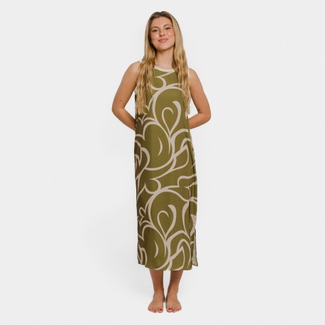 Vestido largo tirantes satén Zarpiño verde vestidos-y-blusones-mujer