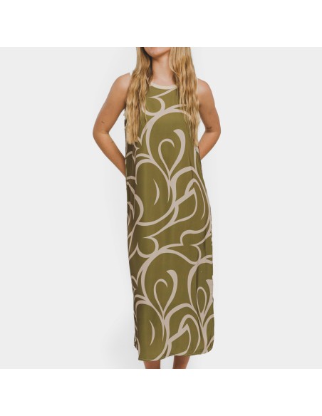 Vestido largo tirantes satén Zarpiño verde vestidos-y-blusones-mujer