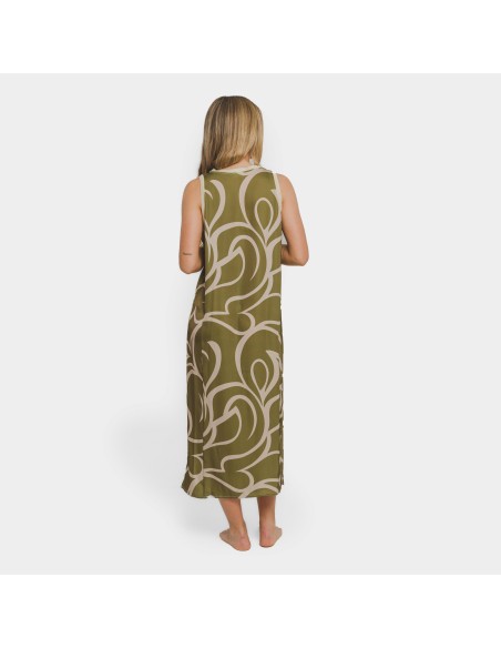 Vestido largo tirantes satén Zarpiño verde vestidos-y-blusones-mujer