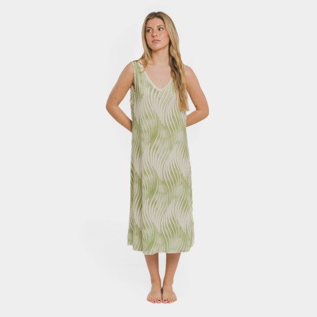 Vestido midi tirantes soft  Lisa verde vestidos-y-blusones-mujer