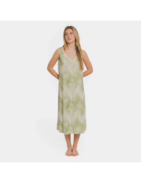 Vestido midi tirantes soft  Lisa verde vestidos-y-blusones-mujer