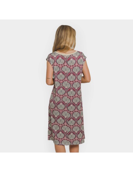 Vestido corto manga fluida soft Georgia berenjena vestidos-y-blusones-mujer