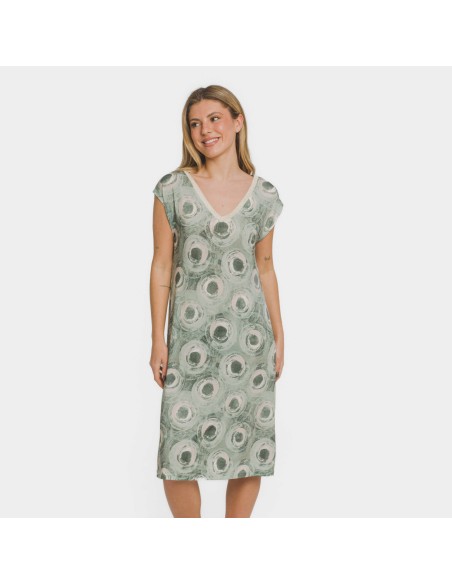 Vestido corto manga fluida soft Simila verde vestidos-y-blusones-mujer