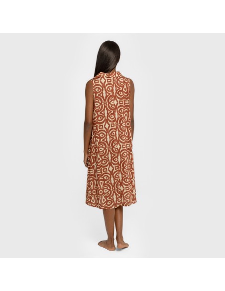 Vestido corto cuello y solapa soft Premura marrón vestidos-y-blusones-mujer