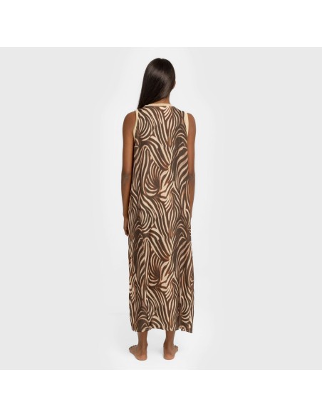 Vestido largo tirantes satén Leopold marrón vestidos-y-blusones-mujer