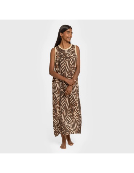 Vestido largo tirantes satén Leopold marrón vestidos-y-blusones-mujer
