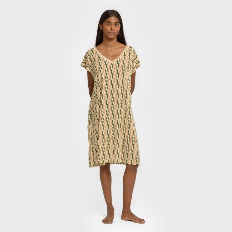 Vestido corto manga fluida crepe Peris verde vestidos-y-blusones-mujer