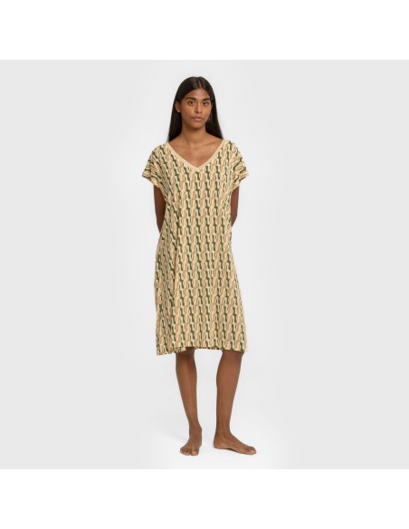Vestido corto manga fluida crepe Peris verde vestidos-y-blusones-mujer