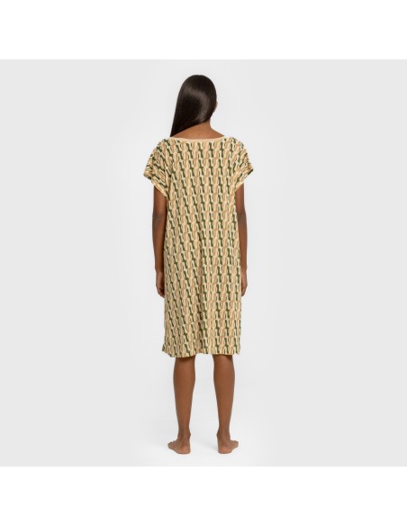Vestido corto manga fluida crepe Peris verde vestidos-y-blusones-mujer