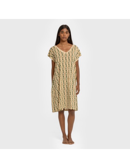 Vestido corto manga fluida crepe Peris verde vestidos-y-blusones-mujer