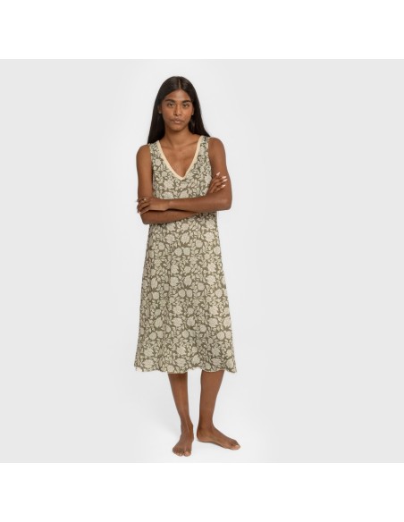 Vestido midi tirantes soft Mozarabe verde cacería vestidos-y-blusones-mujer