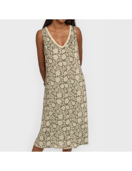 Vestido midi tirantes soft Mozarabe verde cacería vestidos-y-blusones-mujer
