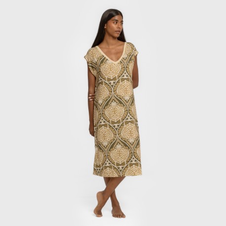 Vestido corto manga fluida soft Katerina verde vestidos-y-blusones-mujer