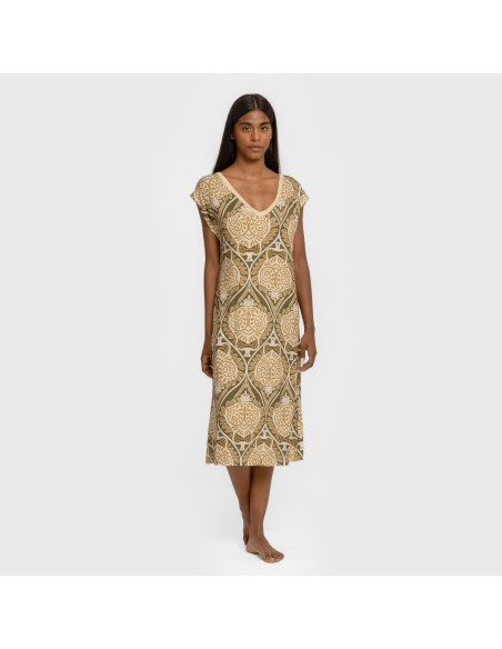 Vestido corto manga fluida soft Katerina verde vestidos-y-blusones-mujer