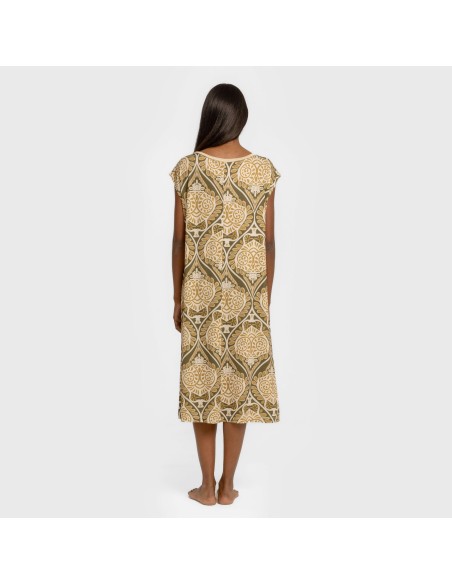 Vestido corto manga fluida soft Katerina verde vestidos-y-blusones-mujer