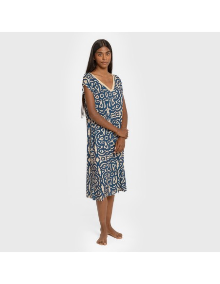 Vestido corto manga fluida soft Premura azul marino vestidos-y-blusones-mujer