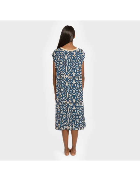 Vestido corto manga fluida soft Premura azul marino vestidos-y-blusones-mujer