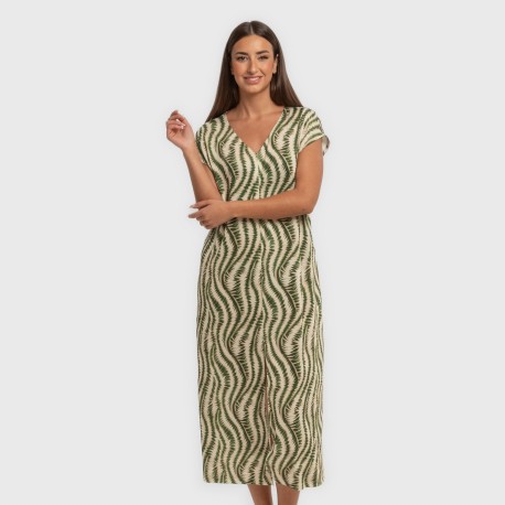 Vestido largo manga fluida soft Chipre verde vestidos-y-blusones-mujer