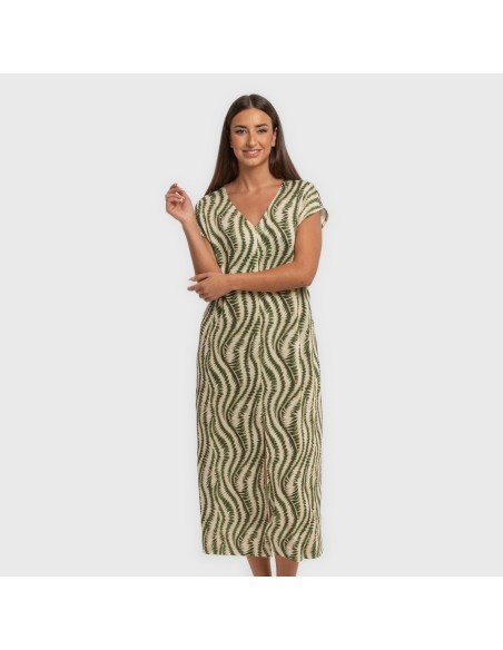 Vestido largo manga fluida soft Chipre verde vestidos-y-blusones-mujer