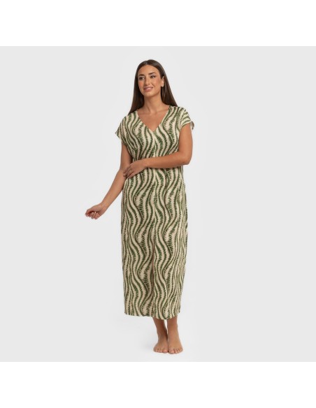 Vestido largo manga fluida soft Chipre verde vestidos-y-blusones-mujer