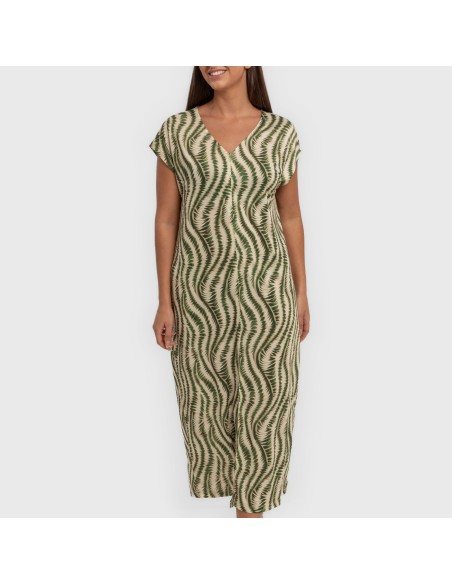 Vestido largo manga fluida soft Chipre verde vestidos-y-blusones-mujer