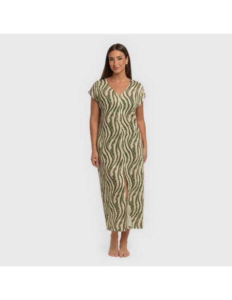 Vestido largo manga fluida soft Chipre verde vestidos-y-blusones-mujer